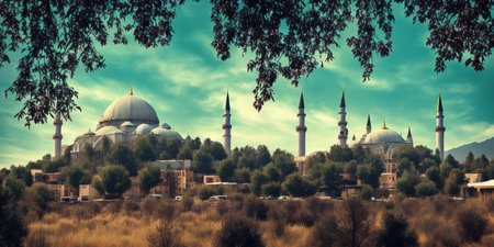 Sultan Ahmed Mosque in Istanbul, Turkey. Filtered image processed vintage effect.の素材