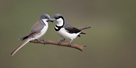 Pair of Pied Fantail (Luscinia atricapilla)の素材