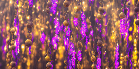 abstract background of christmas garland with bokeh effectの素材