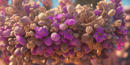 3d rendering of cancer cells in human body, medical science backgroundの素材