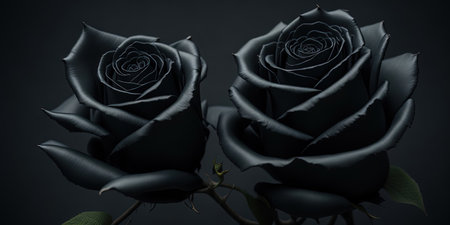 Black roses on a dark background. 3d rendering, 3d illustration.の素材