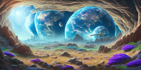 Alien Planet - 3D Rendered Computer Artwork. Fantasy Alien Planet.の素材