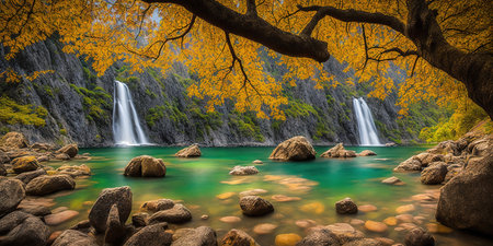 Klong Lan waterfall in Loei province,Thailand.の素材