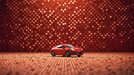 Red sports car on a red background. 3d rendering image.の素材