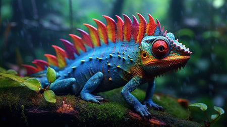 Colorful chameleon in the rainforest. Animal concept.の素材
