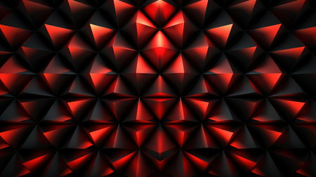 Abstract background of black and red triangular polygons. 3D renderingの素材