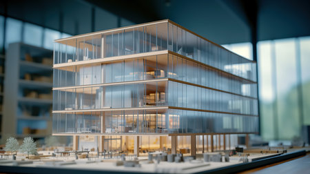 Architectural model of a modern office building. 3d renderingの素材