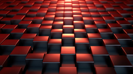 Abstract background made of red and black cubes. 3d render illustrationの素材