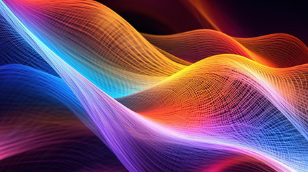 abstract colorful background with smooth lines, waves and light effects.の素材
