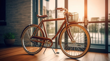 Bicycle in the interior of a modern office. 3d renderingの素材