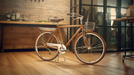 Bicycle in the interior of a coffee shop. Vintage bicycle.の素材