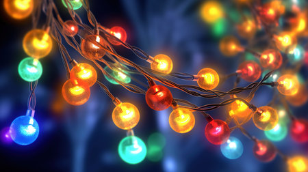 Christmas lights on a dark background. 3d rendering, 3d illustration.の素材