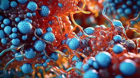 3d illustration of abstract medical background with molecules. Science and medical conceptの素材