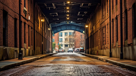 Old brick bridge in Boston, Massachusetts, United States of America.の素材