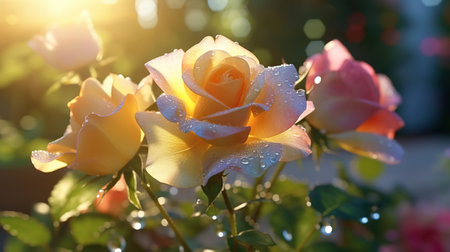 Roses in the garden, Roses are beautiful with a beautiful sunny day.の素材