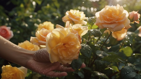 Roses in the garden, Roses are beautiful with a beautiful sunny day.の素材
