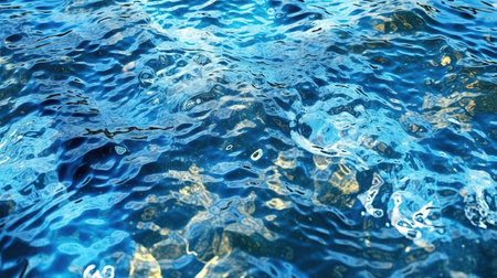 Blue sea water surface texture background. Close up of blue water surfaceの素材