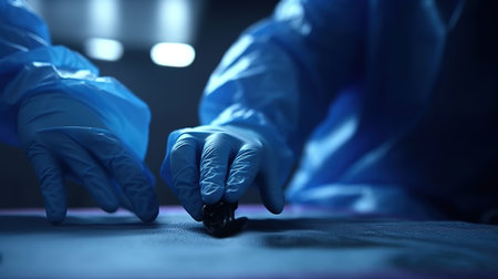 Surgeon working in operating room, close-up. Medical conceptの素材