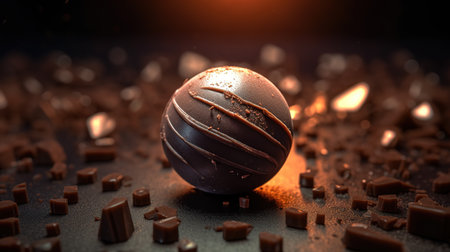 Chocolate truffle, 3d rendering. Computer digital drawing.の素材