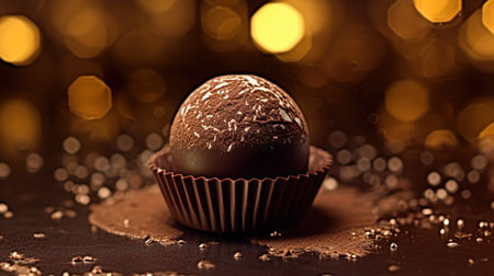 Chocolate truffles on a dark background with bokehの素材