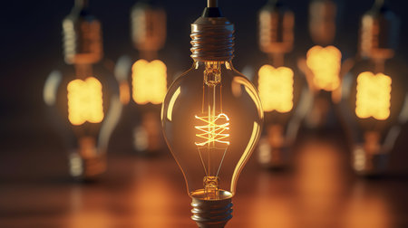 Light bulb glowing in the dark. Conceptual image of idea.の素材