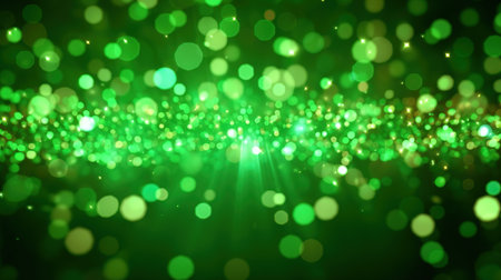 green bokeh abstract light background. christmas and new year conceptの素材