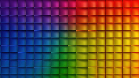 abstract rainbow background with squares. 3d rendering, 3d illustration.の素材