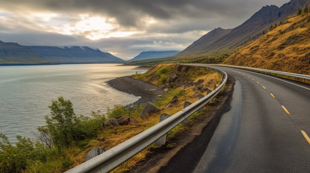 Road in the fjords of Iceland, Scandinavia, Europeの素材