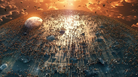 Alien Planet - 3D Rendered Computer Artwork. Science fiction.の素材