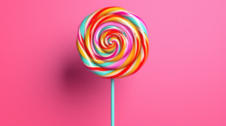Colorful lollipop on a pink background. 3d renderingの素材