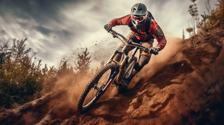 Motocross rider in action on the race track. Extreme enduro race.の素材