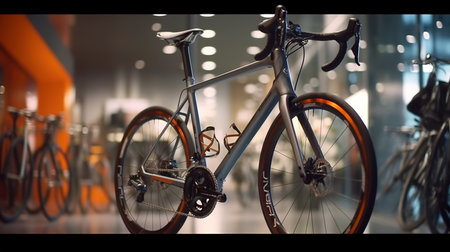Bicycle in the shopping mall, close-up. The concept of a healthy lifestyle.の素材