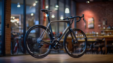 Bike in a cafe. Bicycle in a cafe. Bicycle in a cafe.の素材