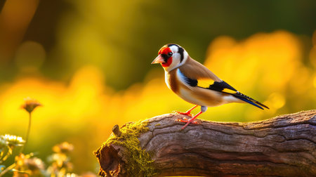 Goldfinch (Fringilla carduelis) in natureの素材