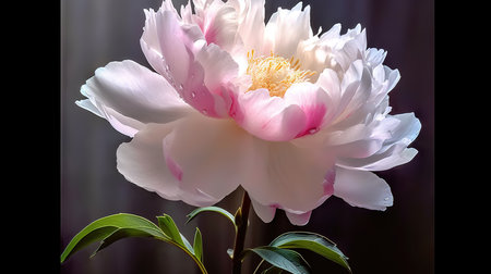 Beautiful peony flower on a dark background. Close-up.の素材