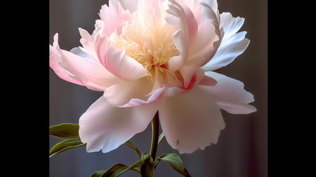 Peony flower on the background of the window. Close-up.の素材