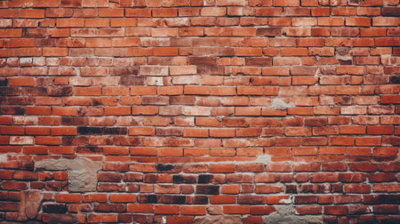 Old red brick wall texture background. Vintage tone filter effect color style.の素材
