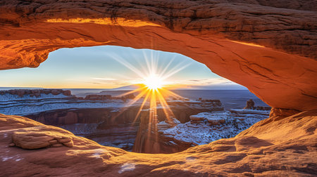 Sunset in Arches National Park, Utah, USA. The famous natural landmarkの素材