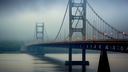 San Francisco Bay Bridge at foggy morning, California, USA.の素材