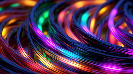 Colorful 3d rendering of a bunch of wire. Computer generated image.の素材