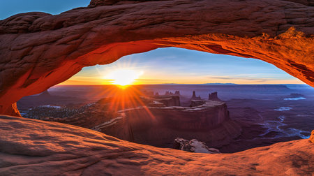 Sunset in Arches National Park, Utah, USA. Famous landmark.の素材