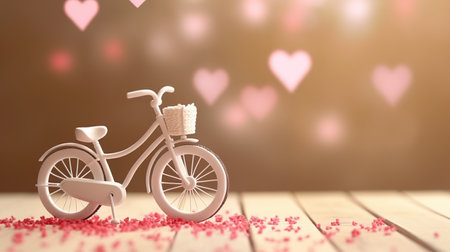 Valentine's day background with bicycle and heart bokehの素材