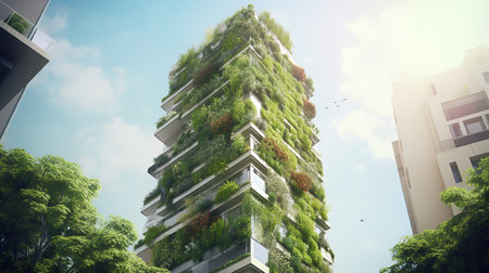 Green tree in the city. Green environment and ecology concept. 3D Renderingの素材