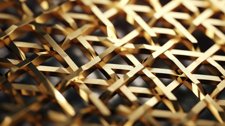 Abstract background of golden metallic lattice. 3d render illustration.の素材