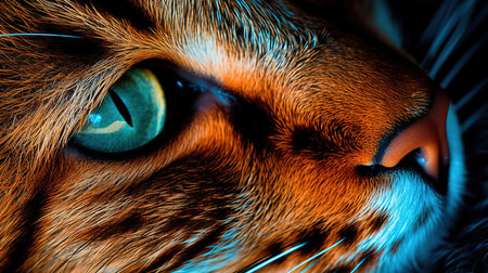 Close-up portrait of a beautiful red cat with blue eyes.の素材