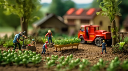Miniature people : Farmer working in the garden, Agriculture concept.の素材