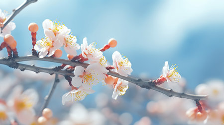 Apricot blossom in spring time. Floral background.の素材