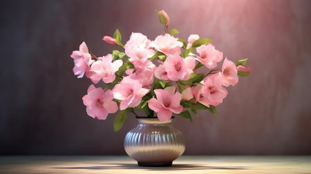 Bouquet of pink flowers in a vase. 3d renderingの素材