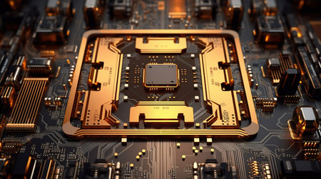 Close-up view of a modern GPU card. 3D renderingの素材