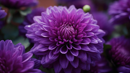 Purple chrysanthemum flower in the garden, stock photoの素材